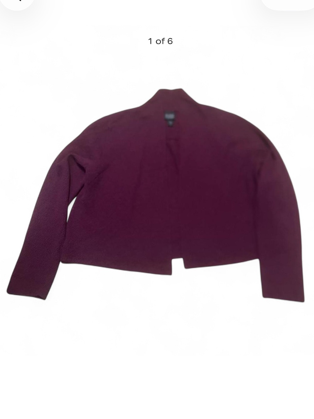 Eileen Fisher 100% wool Purple cropped cardigan in size large petite